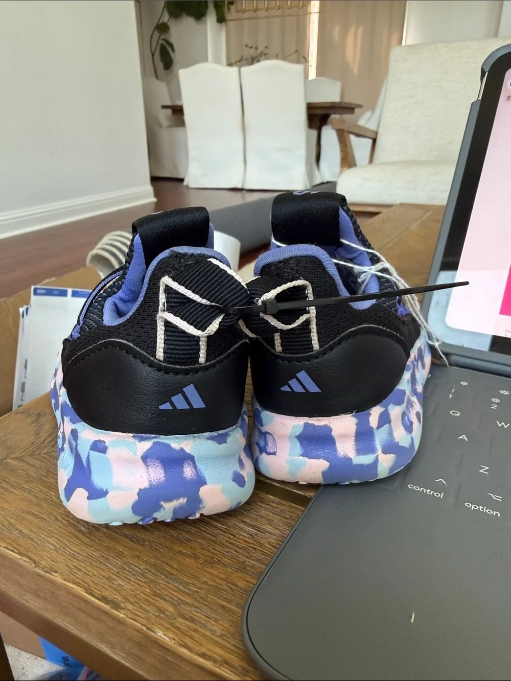 Adidas Little Boys Black & Purple Cloudfoam Running Shoes